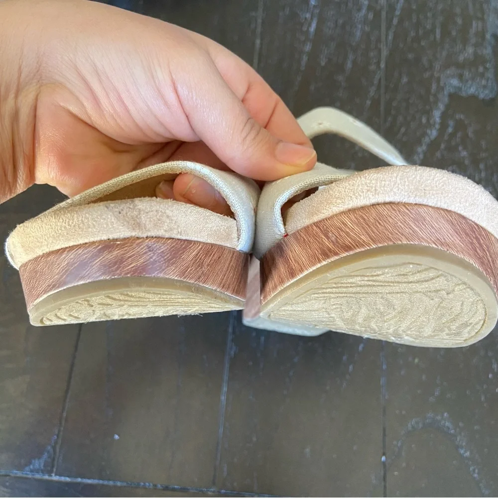 LifeStride Delta Slingback Platform Faux Wood Ankle Strap Sandals‎ Size 9.5 Boho